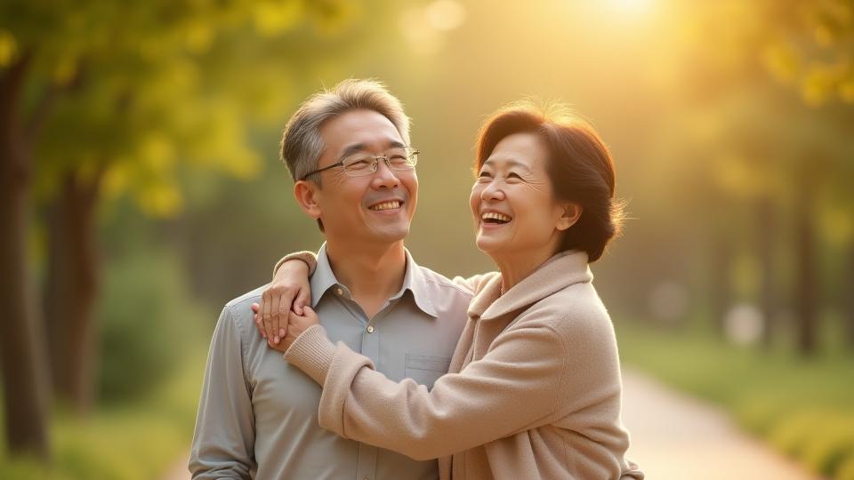 행복하게 웃고 있는 성인 자녀와 부모님